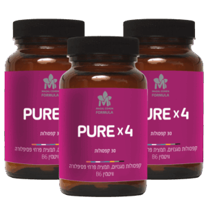 PURE x4  - ארבעה  סוגי מגנזיום, תמצית פרחי פסיפלורה וויטמין 6B! (3 יח׳)